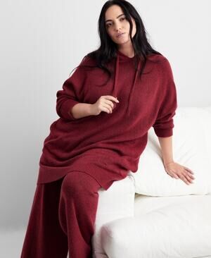 State of Day Indulge & Rest Loungewear Tunic Hoodie Burgundy Size XS 3504